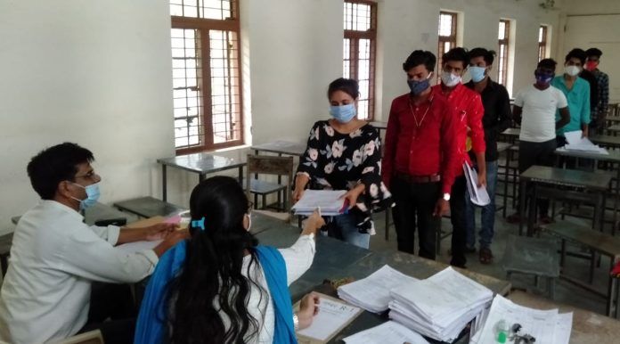 A large number gathered in Arts and Commerce College on Sunday as well.
