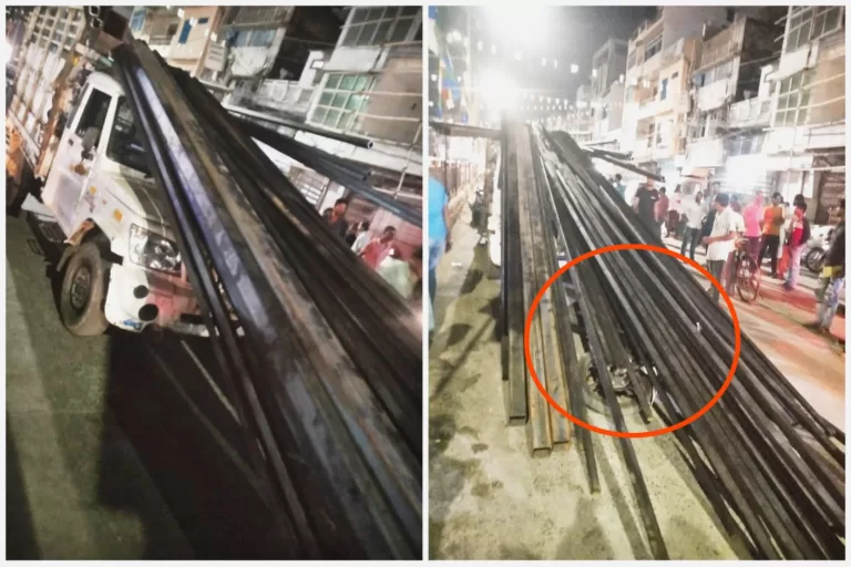 लोडिंग वाहनों में ओवर लोड का नतीजा बीच सड़क पर हो गया हादसा