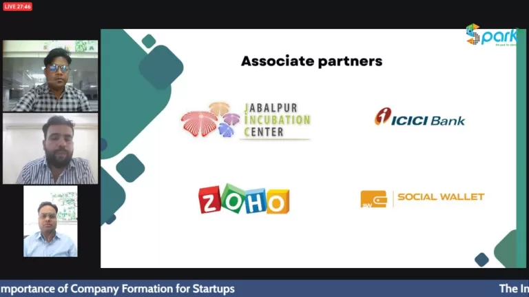 स्मार्ट सिटी के स्पार्क इन्क्यूबेशन द्वारा कंपनी फार्मेशन विषय पर लाइव ऑनलाइन वेबिनार सम्पन्न