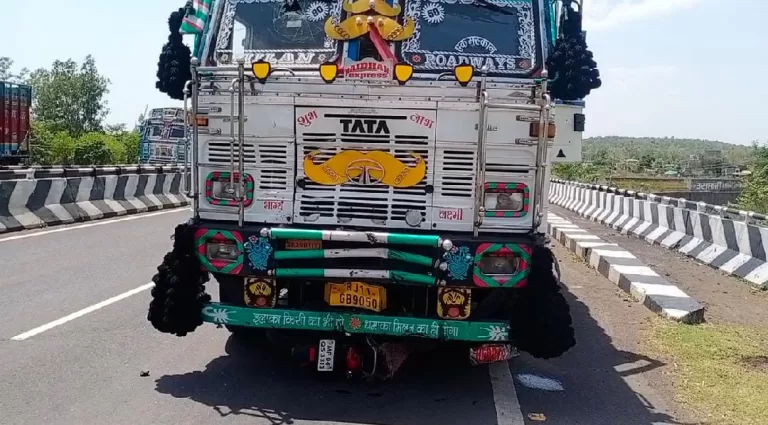 ट्रक की चपेट में आने से बाइक सवार युवक,महिला सहित बच्चे की मौत