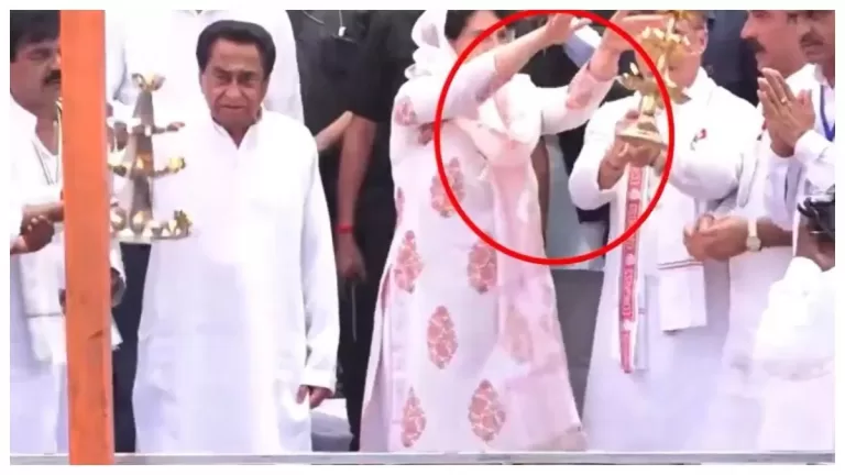 जबलपुर में प्रियंका गांधी ने नर्मदा आरती के दौरान की गलती ,भाजपा ने साधा निशाना