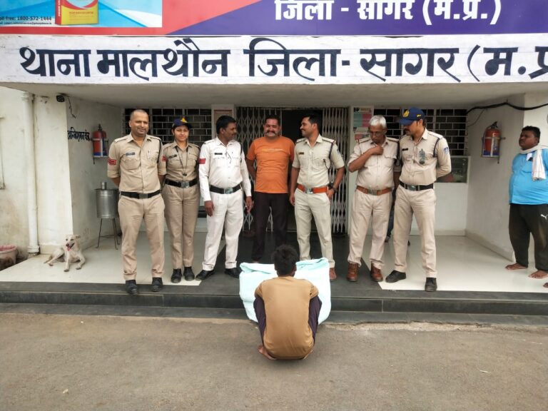 अवैध गांजा के पेड बाडे में लगाये हुए आरोपी थाना मालथौन पुलिस की गिरफ्त में