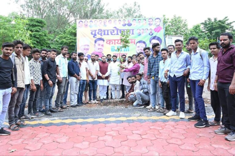 भारतीय जनता युवा मोर्चा ने एक पेड़ मां के नाम अभियान के तहत किया पौधारोपण