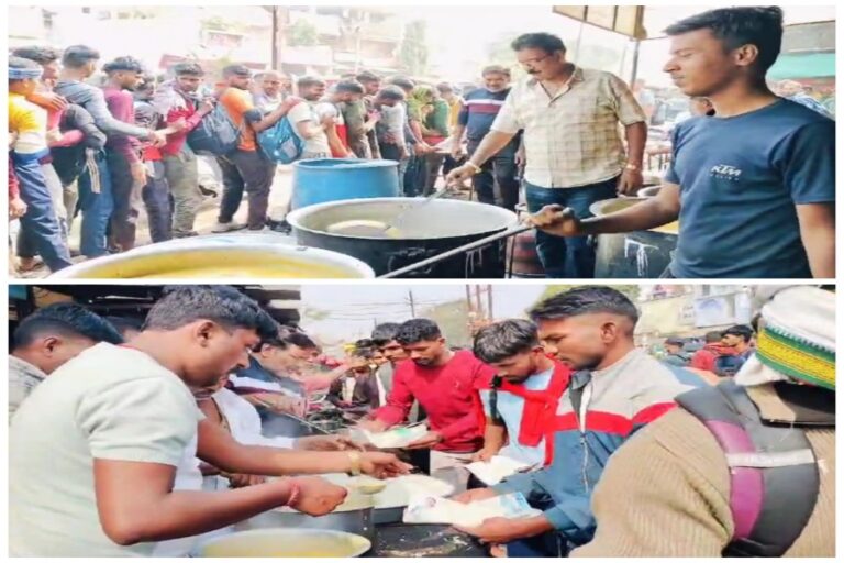 सागर में आर्मी भर्ती में पहुँचे हजारों युवा, सदर में समाजसेवी करा रहे सब को भोजन