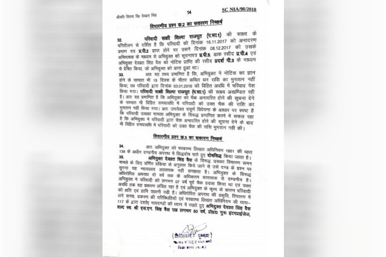 सागर में चैक बाउंस के मामलें में 6 माह की सजा, 18 लाख न दिए तो सजा बढ़ेगी