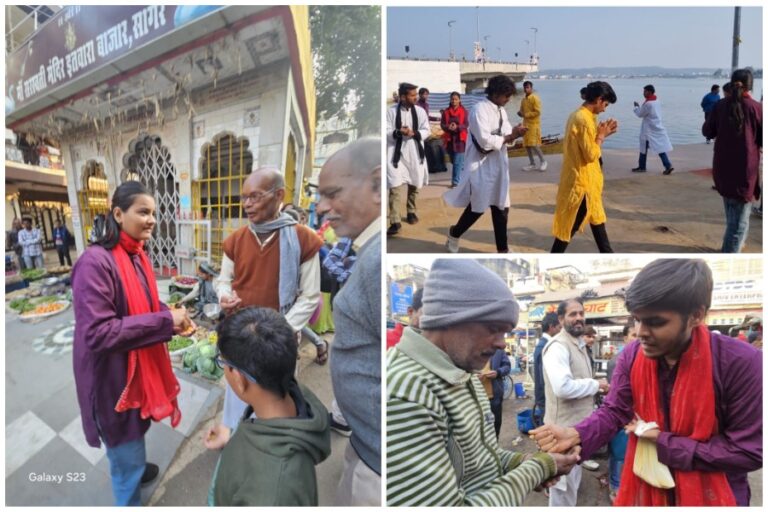 CM दौरा: सागर में रंगमंच कलाकार छात्र-छात्राओं द्वारा नुक्कड़ नाटक व पीले चावल देकर नागरिकों को किया जा रहा आमंत्रित