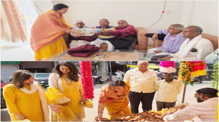 वृद्धों का आशीर्वाद, स्थानीय कलाकारों के उत्पाद खरीद कर वोकल फॉर लोकल की महापौर ने जगाई अलख