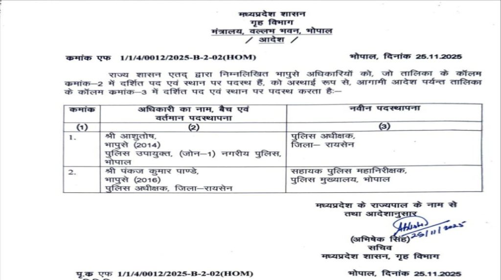 2014 बैच के IPS आशुतोष गुप्ता बने रायसेन के SP